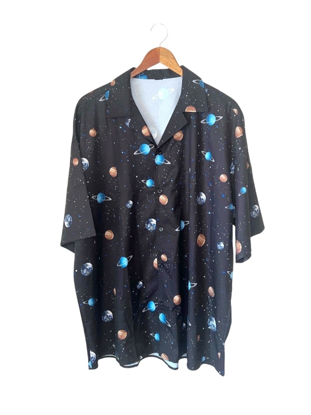 Men's Cosmic All Over Print Space Planet Universe Button Up Shirt XL
